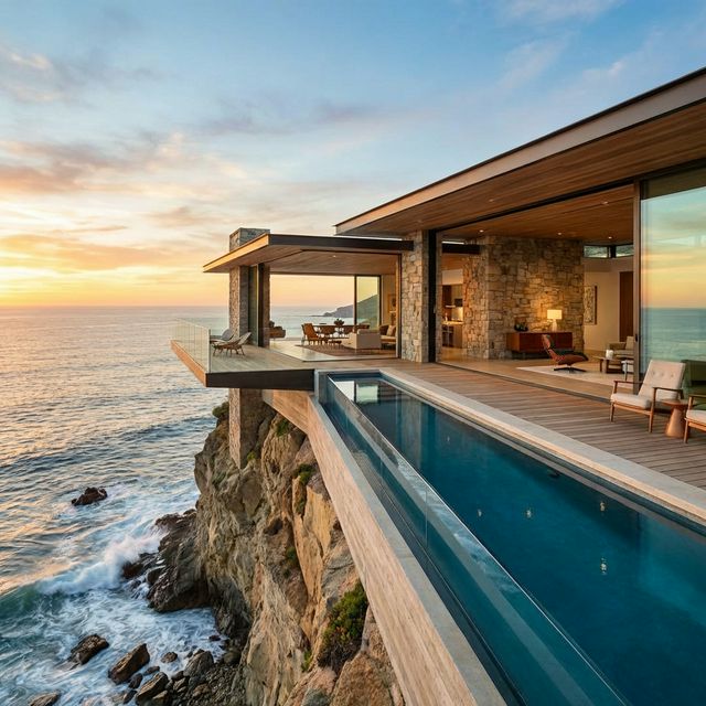 Interior living room with high ceilings and modern art on walls